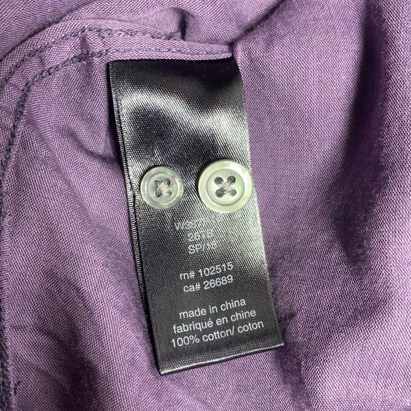 WOMEN’S John Varvatos Purple Sheer Button Down Convertible Sleeve Shirt Size XL - Picture 5 of 5